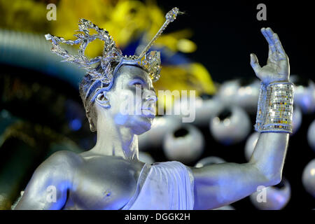 Man dressed as a statue, parade of the samba school Academicos do Salgueiro, Sambodromo, Rio de Janeiro, Brazil Stock Photo