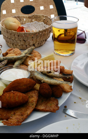 Assorted fried fish, Zahara de los Atunes Stock Photo