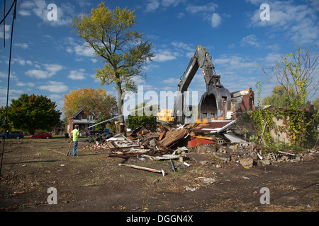 Land is cleared for large urban farm in Detroit Stock Photo