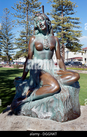 Napier, New Zealand. Bronze statue on the seafront of Pania by May Robin. Pania is the subject of Maori legend.
