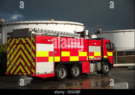 Stanlow Oil Refinery Fire Engine Truck Petrochemical Stock Photo