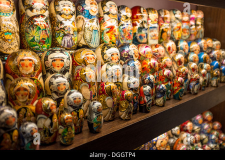Russian matryoshka dolls on sale in a shop in St Petersburg Stock Photo