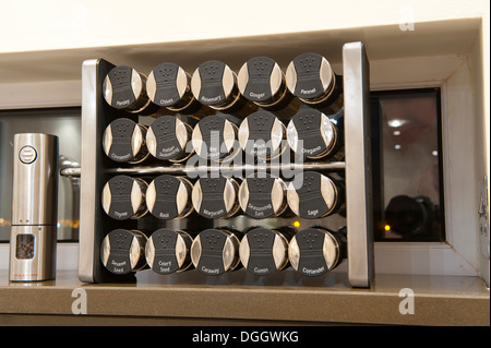 Modern Kitchen Stainless Steel Spice Rack Stock Photo