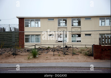 Abandoned Beach Chalets Lytham Saint Annes UK Stock Photo