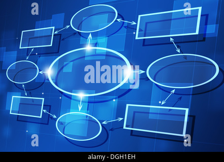 abstarct business flow chart diagram on blue background Stock Photo