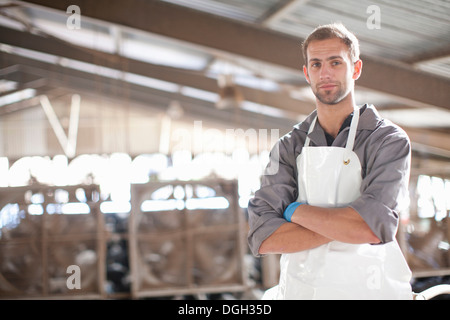 Portrait of a dairy farm worker Stock Photo