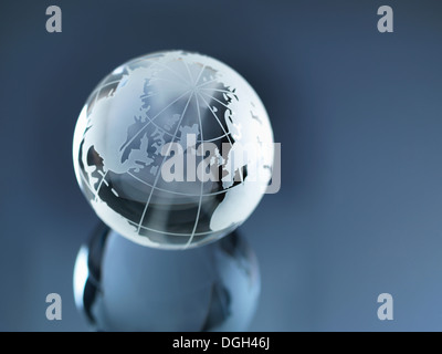 Glass Globe illustrating North and South America, Europe, Russia and Africa Stock Photo