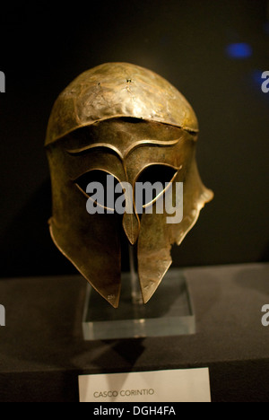 Bronze corinthian helmet, found in Olympia, Greece. Around 460   'Treasures of the world's cultures' Stock Photo
