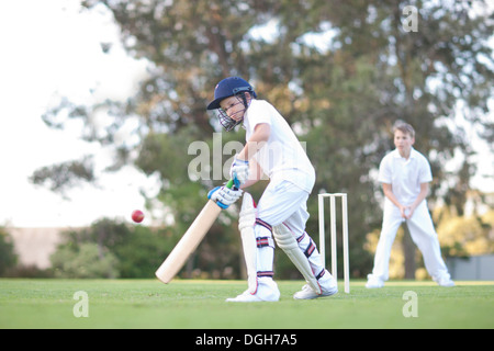 Boys playing cricket Stock Photo