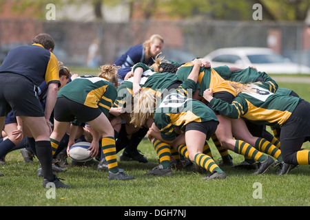 girls in rugby scrum Stock Photo - Alamy