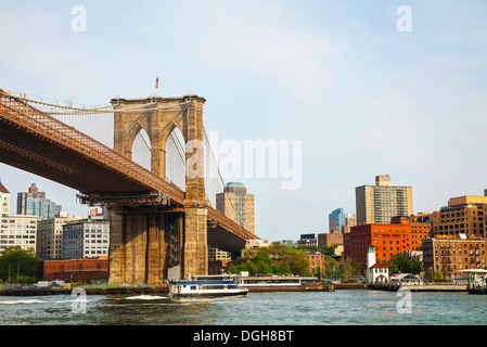 Brooklyn bridge in New York City on a sunny day Stock Photo