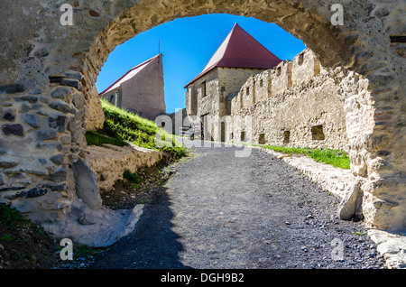 Rupea fortress is in Brasov county, Romania. Medieval saxon landmark of Transylvania. Stock Photo