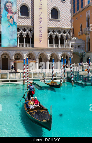 Gondola on the Grand Canal at the Venetian hotel and casino, Las Vegas Boulevard South, Las Vegas, Nevada, USA Stock Photo