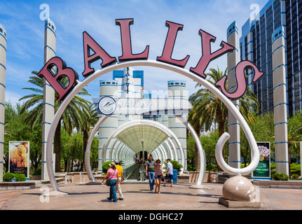 Entrance to to the monorail at Bally's hotel and casino, Las Vegas Boulevard South (The Strip), Las Vegas, Nevada, USA Stock Photo