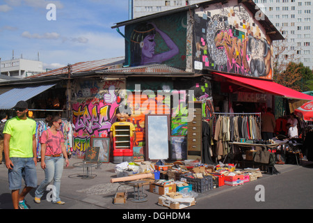 Paris France,18th arrondissement,Les Marche aux Puces de Saint-Ouen,Puces Flea shopping shopper shoppers shop shops market buying selling,store stores Stock Photo