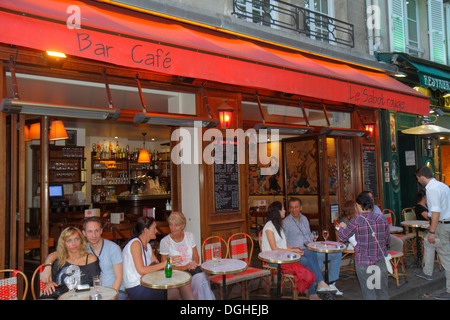 Paris France,Europe,French,18th arrondissement,Montmatre,Place du Tertre,Le Sabot Rouge,restaurant restaurants food dining eating out cafe cafes bistr Stock Photo