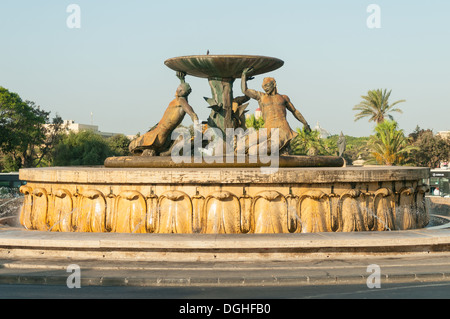 Triton Fountain, Valletta, Malta Stock Photo
