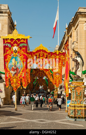 Festa Decorations, Republic Street, Valletta, Malta Stock Photo