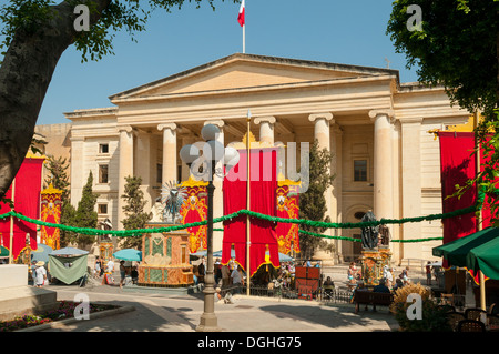 Festa Decorations, Malta Law Courts, Valletta, Malta Stock Photo