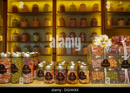 Paris France,8th arrondissement,Place Alma,La Pistacherie,gourmet candy fruit nuts,store display sale brands,sale,France130819191 Stock Photo