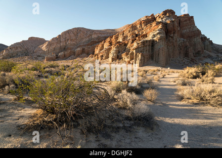 Rock formations at sunset in California's Red Rock Canyon State Park. Stock Photo