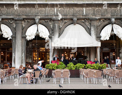 Band in the Caffè Florian on St. Mark's Square, Venice, Veneto, Italy, Europe Stock Photo