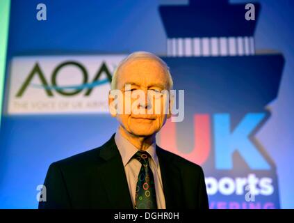 AOA Airport Operators Association Conference 2013 the conference moderator will be John Humphrys from BBC Radio 4 for the next two days. Stock Photo