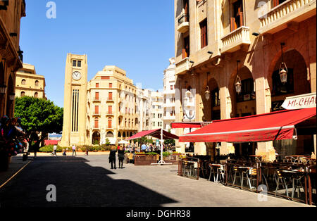 Street café on the Place d'Etoile, Beirut, Lebanon, Middle East, Orient Stock Photo