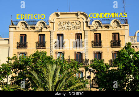 Facade of the Edificio Condedeminas on Paseo de Colón at the Old Port, Barcelona, Spain, Iberian Peninsula, Europe Stock Photo