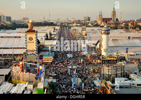 Crowds in Bierstrasse, beer street, Oktoberfest, Munich, Bavaria Stock Photo
