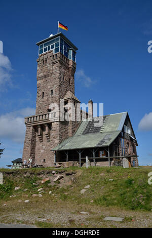 Hornisgrindenturm Lookout Tower, built in 1910 by an initiative of the Baden Black Forest club, on the summit of Hornisgrinde Stock Photo