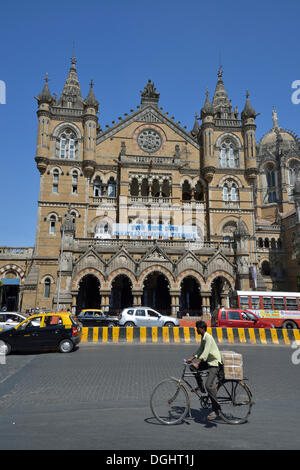 Chhatrapati Shivaji Terminus, formerly Victoria Terminus, UNESCO World Heritage Site, Mumbai oder Bombay, Mumbai, Maharashtra Stock Photo
