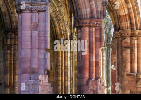 Columns, Melrose Abbey, Melrose, Scottish Borders, Scotland, United Kingdom Stock Photo