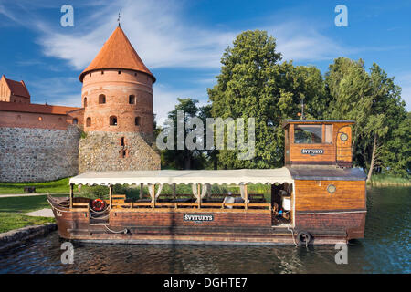 Boat off Trakai Island Castle, Trakai Historical National Park, Lithuania, Europe Stock Photo