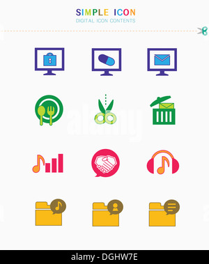 an illustration of different simple icons Stock Photo