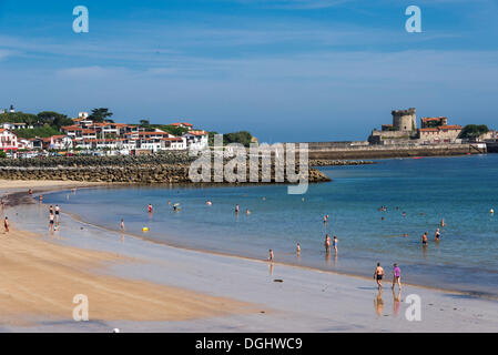 Ciboure beach in the bay of Saint Jean de Luz, Aquitaine, France, Europe, PublicGround Stock Photo