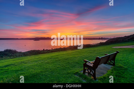 A view of Plymouth Sound at Jennycliff in Plymouth. Stock Photo