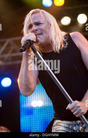 Bernie Shaw, singer and frontman of the British rock band Uriah Heep live at the A Magic Night Of Rock Open Air at the Heitere Stock Photo