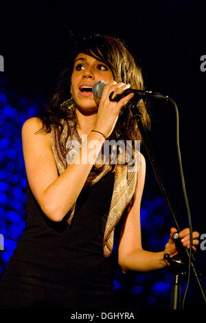 Singer Nicole Zribi aka Djemeia of the Swiss singer and songwriter duo Jones n' Djemeia live in the Knascht Club, Lucerne