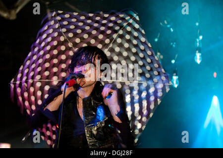 The British glam rock singer and musician Chris Corner live with his music project IAMX at the Schueuer venue, Lucerne Stock Photo
