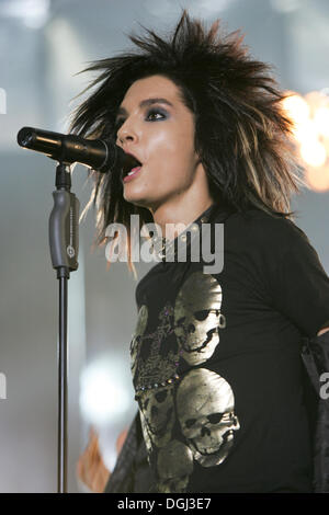 Bill Kaulitz, singer and frontman of the German rock and pop band 'Tokio Hotel', playing live at the Hallenstadion in Oerlikon Stock Photo
