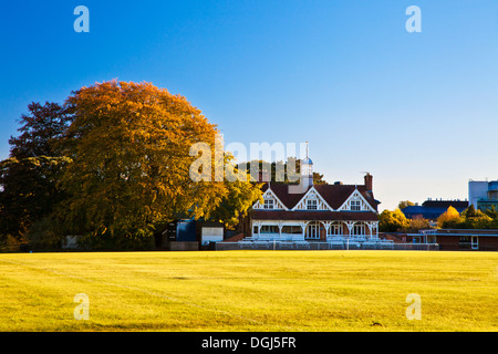 The cricket pavilion in the University Parks in Oxford. Stock Photo