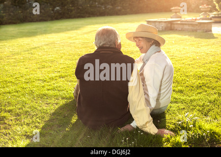 Back view of husband and wife spending time together Stock Photo
