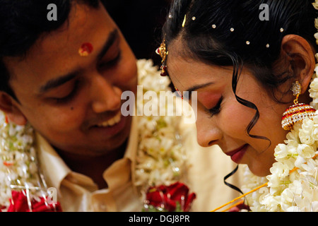 A hindu wedding ceremony in India.Tying the knot Stock Photo