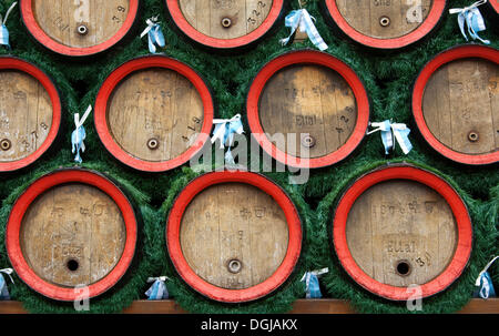 Beer barrels of Ettal Abbey, a Benedictine monastery, Ettal, Upper Bavaria, Bavaria, Germany Stock Photo