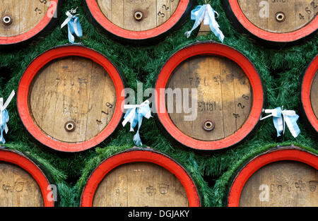 Beer barrels of Ettal Abbey, a Benedictine monastery, Ettal, Upper Bavaria, Bavaria, Germany Stock Photo