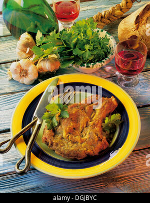 Marinated veal chop, Portugal. Stock Photo