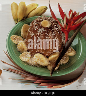 Chocolate-vanilla pudding, Brazil. Stock Photo