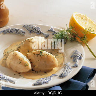 Fish dumplings with dill sauce, Sweden. Stock Photo