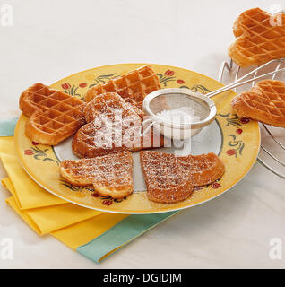 Liège waffles with icing sugar, Belgium. Stock Photo